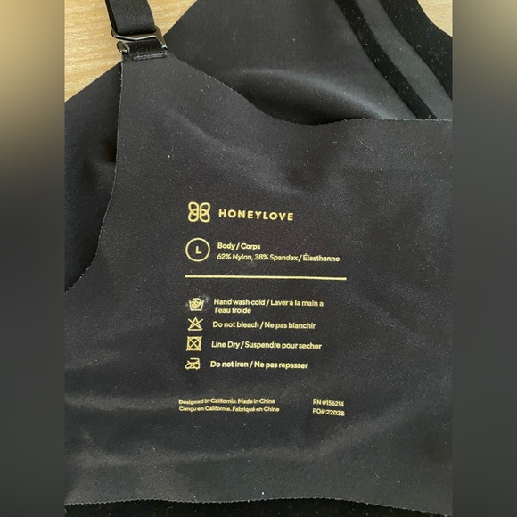 HONEYLOVE BLACK FULL COVERAGE SILHOUETTE WIRELESS BRA VAMP SIZE L - Picture 5 of 9